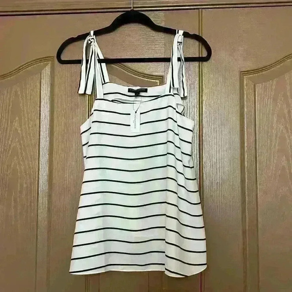 Banana Republic small striped tan tie straps navy white flowy NwT - Picture 3 of 7